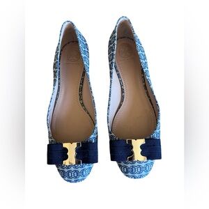 Tory Burch Gemini Link Blue Bow Flat